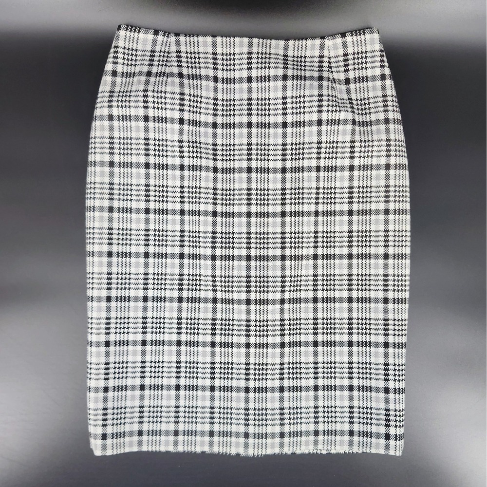 Alex Marie Black White Plaid Pencil Skirt Size 4 Professional Career Wear